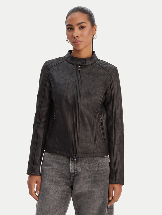 Desigual Kurtka przejściowa 26SWEW10 Czarny Regular Fit