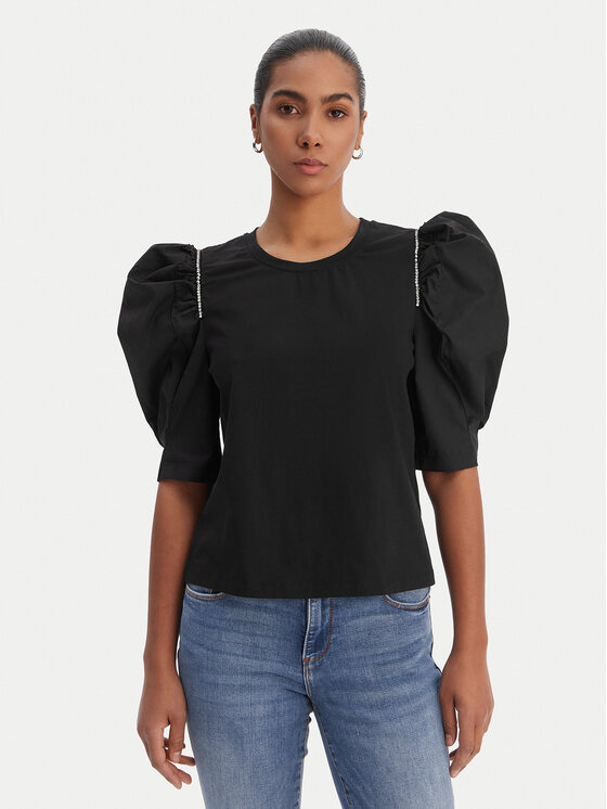 Fracomina Bluzka FR26ST3035J40101 Czarny Regular Fit