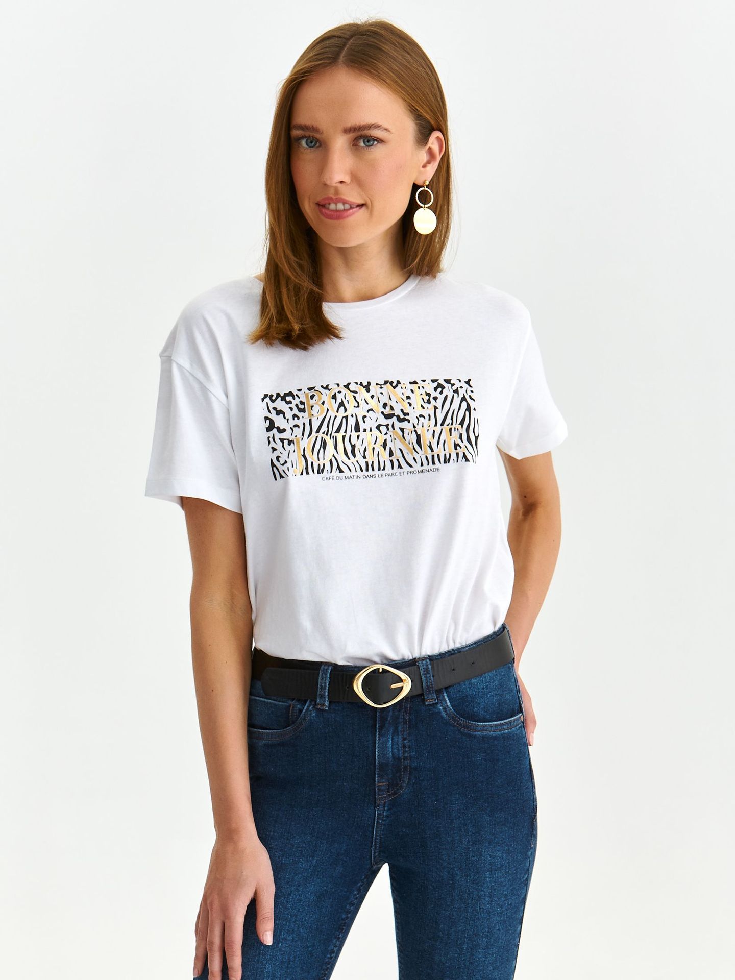 T-shirt damski biały - SPO6049BI t-shirt krótki rękaw - TOP SECRET - Odzieżowy sklep internetowy TOP SECRET