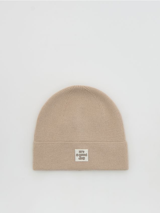 Reserved - Czapka z naszywką - beżowy