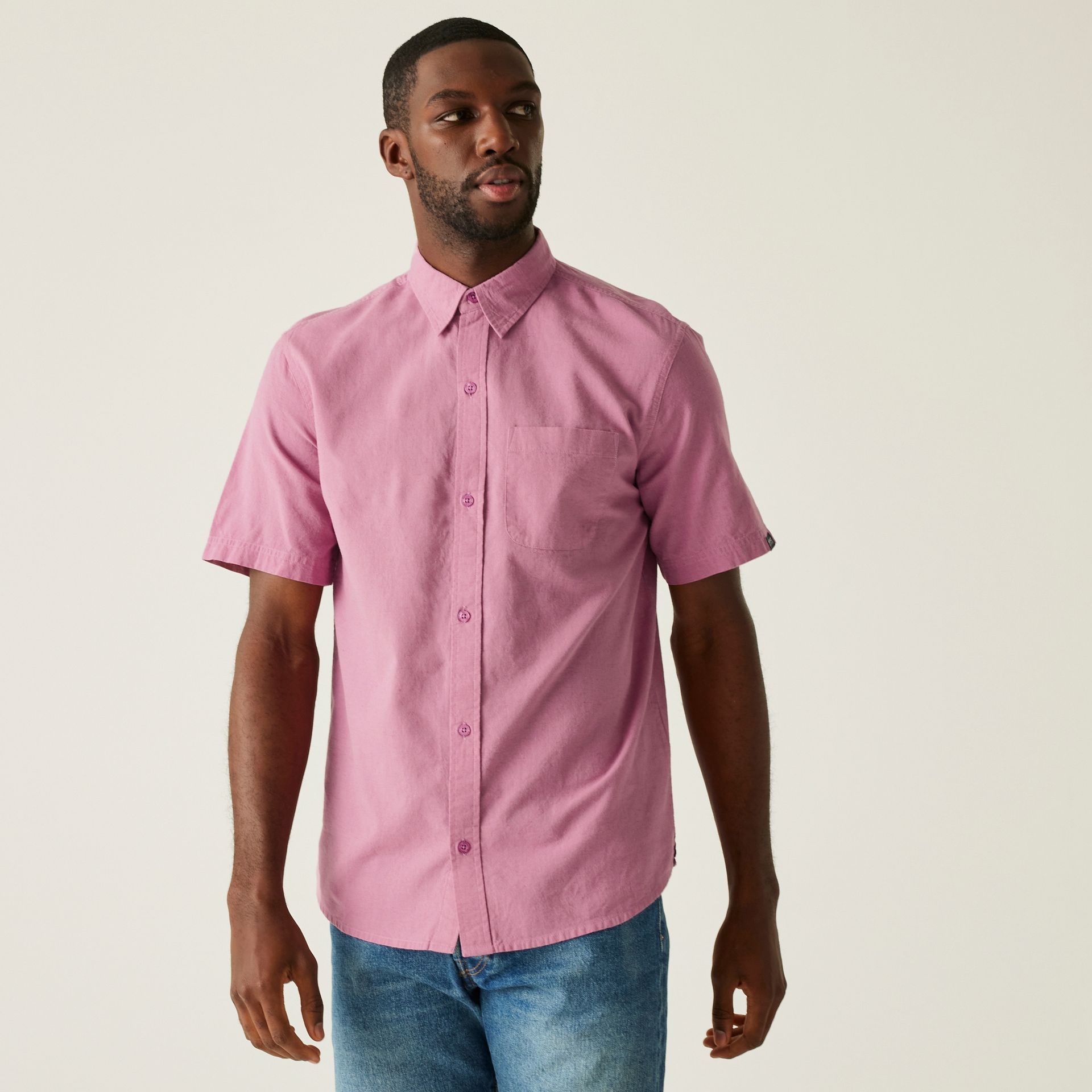 Regatta Męska koszula z krótkim rękawem Loran Różowy, Rozmiar: 3XL