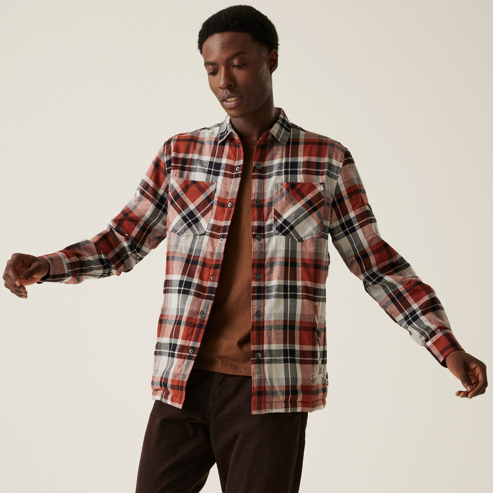 Regatta Męska koszula Thamos Ciepły brąz, Cotton, Rozmiar: XL