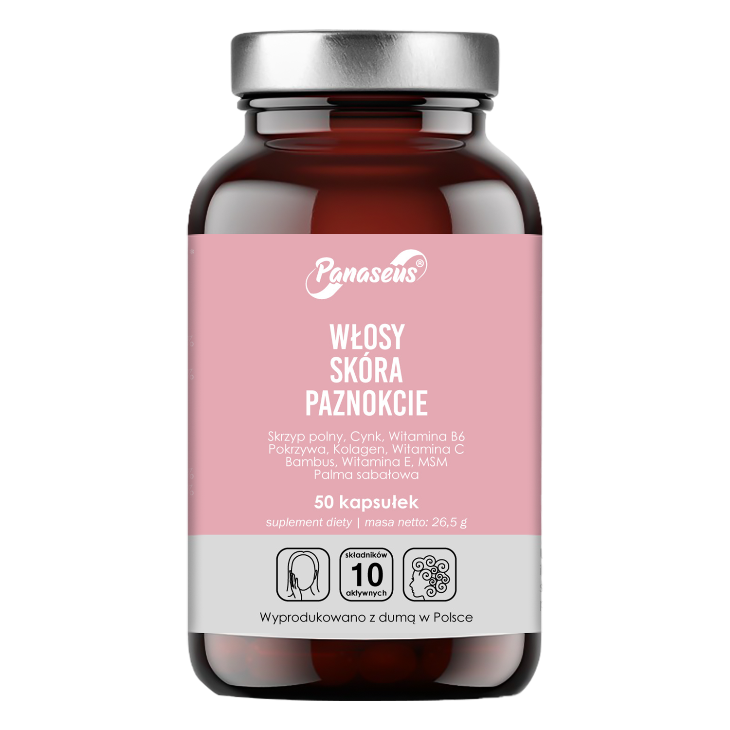 Panaseus Włosy, Skóra, Paznokcie, 50 kapsułek