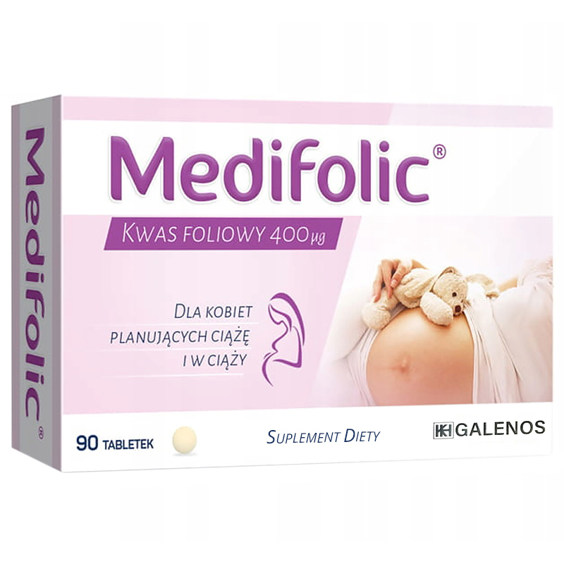 Medifolic, kwas foliowy 400 µg, 90 tabletek