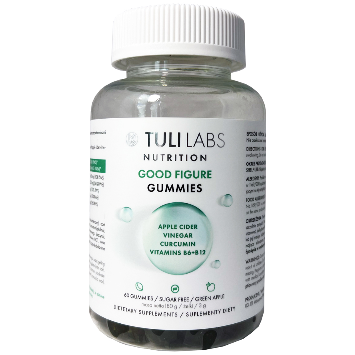 Tuli Labs Good Figure Gummies, żelki, smak zielone jabłko, 60 sztuk