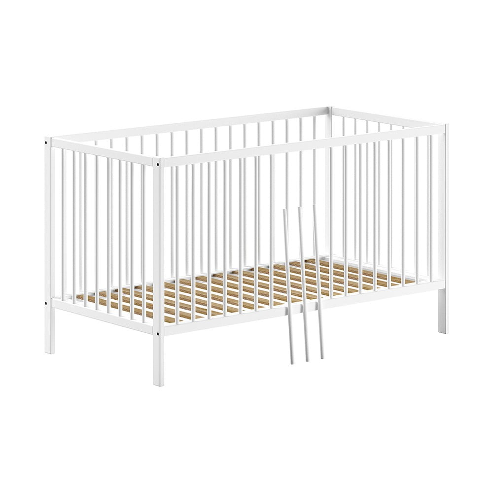 Białe łóżeczko z litego drewna sosnowego 70x140 cm DINO – Vipack