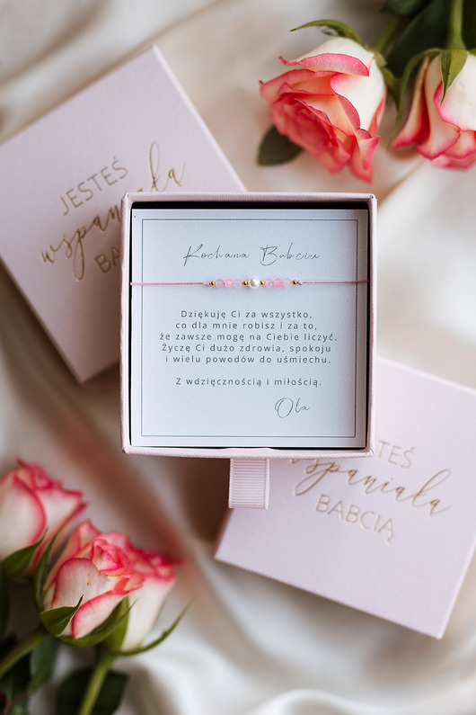 Bransoletka dla babci, kamienie naturalne i perła