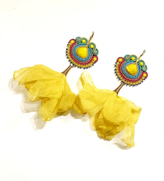 Sutaszowe kolczyki METEORA yellow