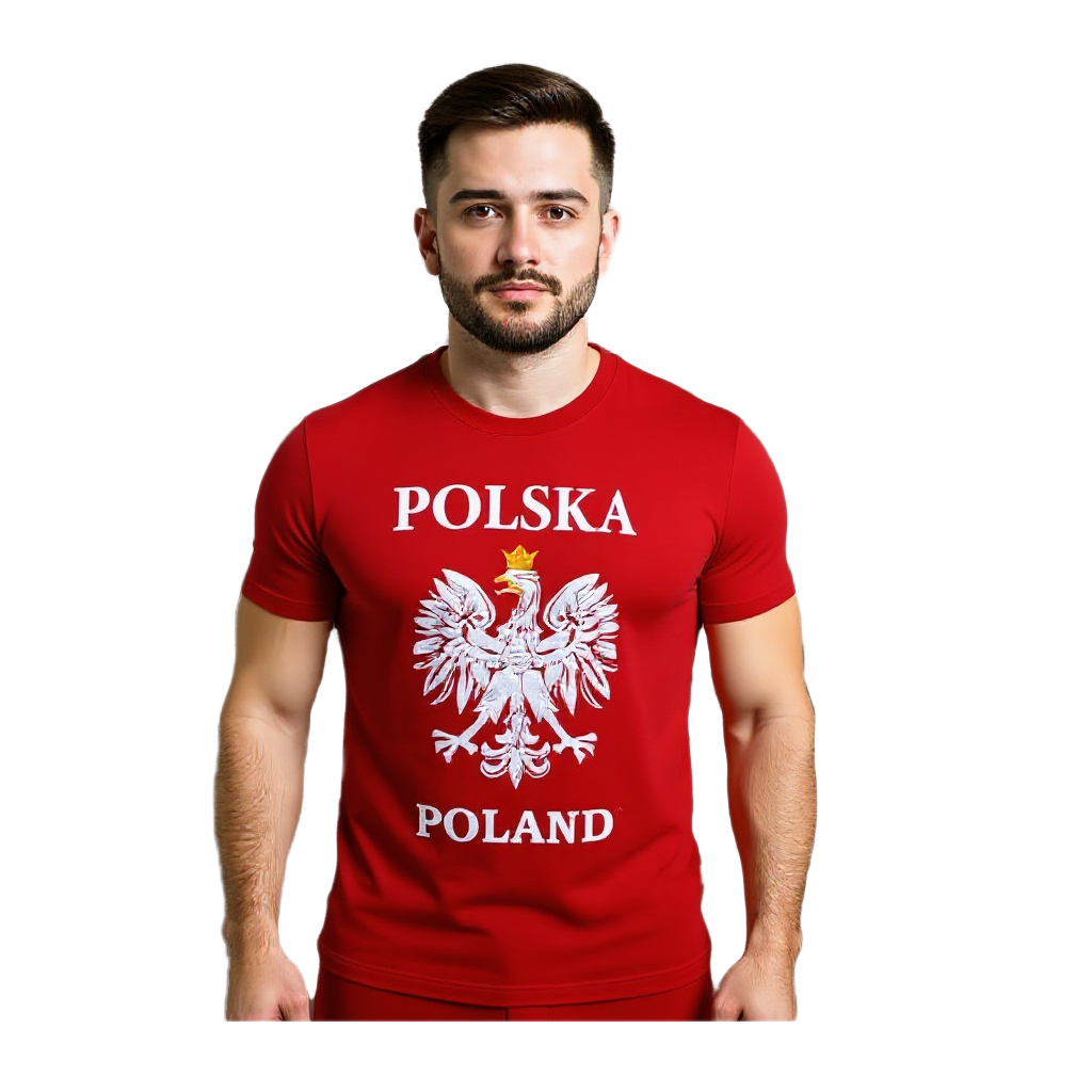 POLSKA Koszulka Kibica ORZEŁ WYPUKŁY męska Patriotyczna TWÓJ NAPIS
