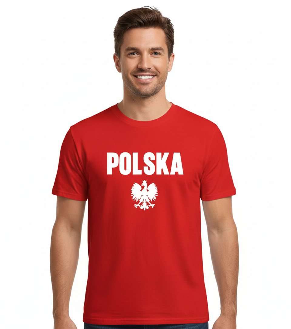 POLSKA Koszulka Kibica PREMIUM męska na mecz Patriotyczna TWÓJ NAPIS