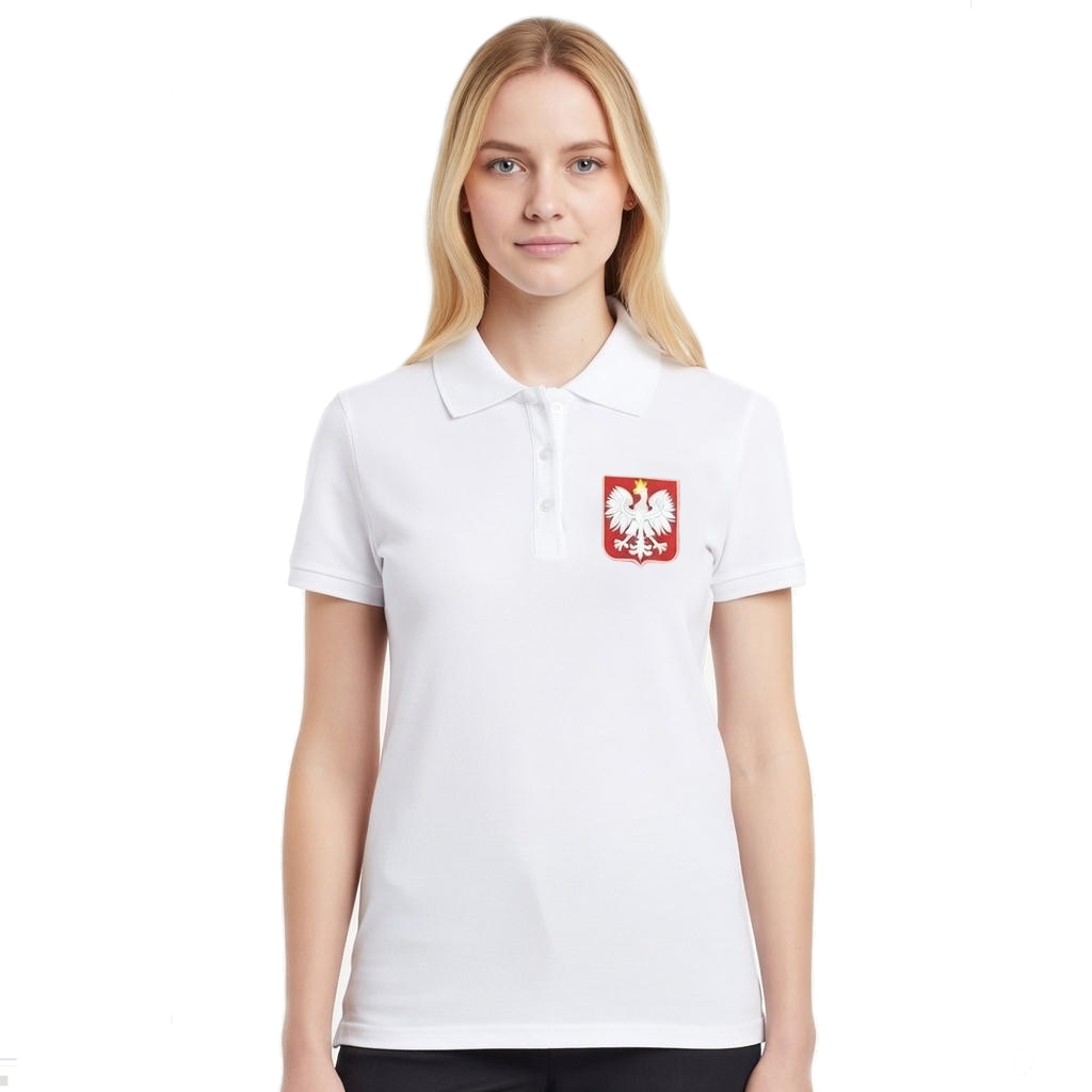 POLSKA Koszulka Polo kibica Damska na mecz Patriotyczna TWÓJ NAPIS