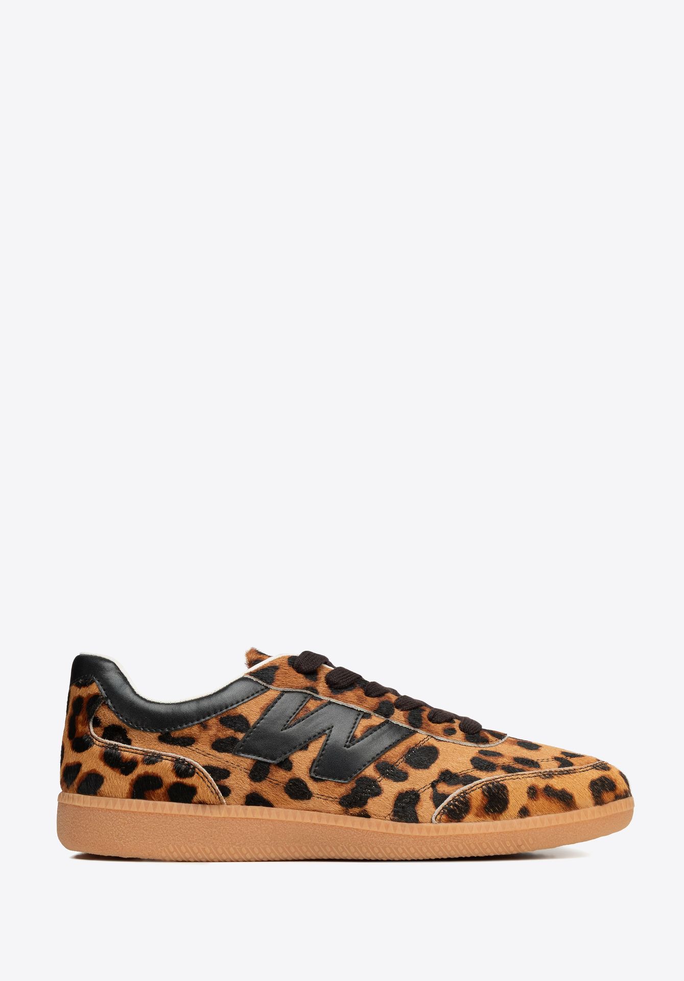 Damskie sneakersy z naturalnego włosia brązowo - czarne