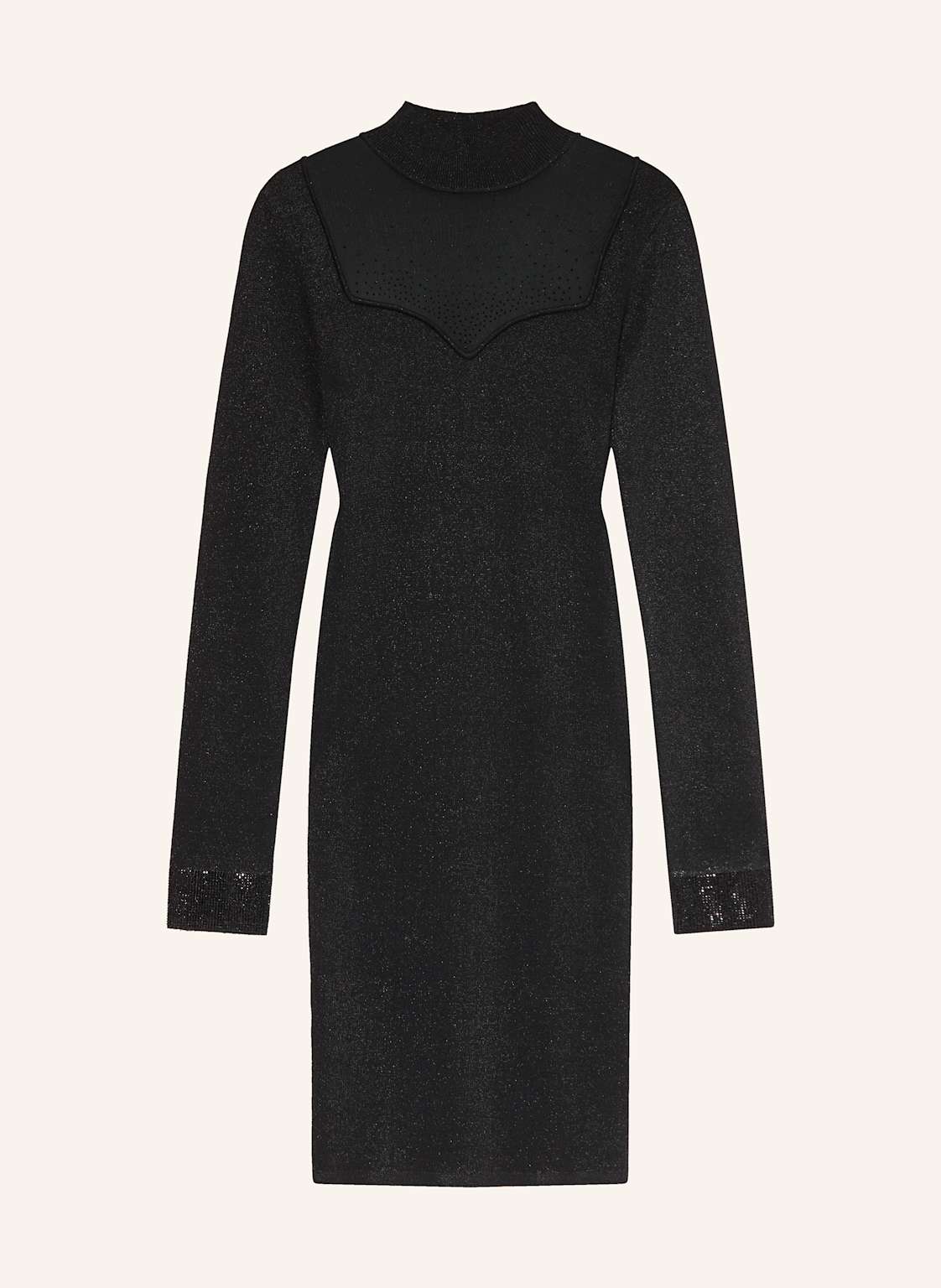 Guess Sukienka Z Dzianiny Lucy Z Błyszczącą Przędzą I Ozdobnymi Kamykami schwarz