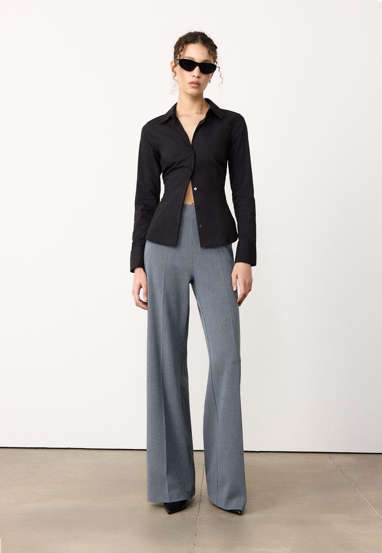 Stradivarius Zwiewne spodnie wizytowe Szary 44