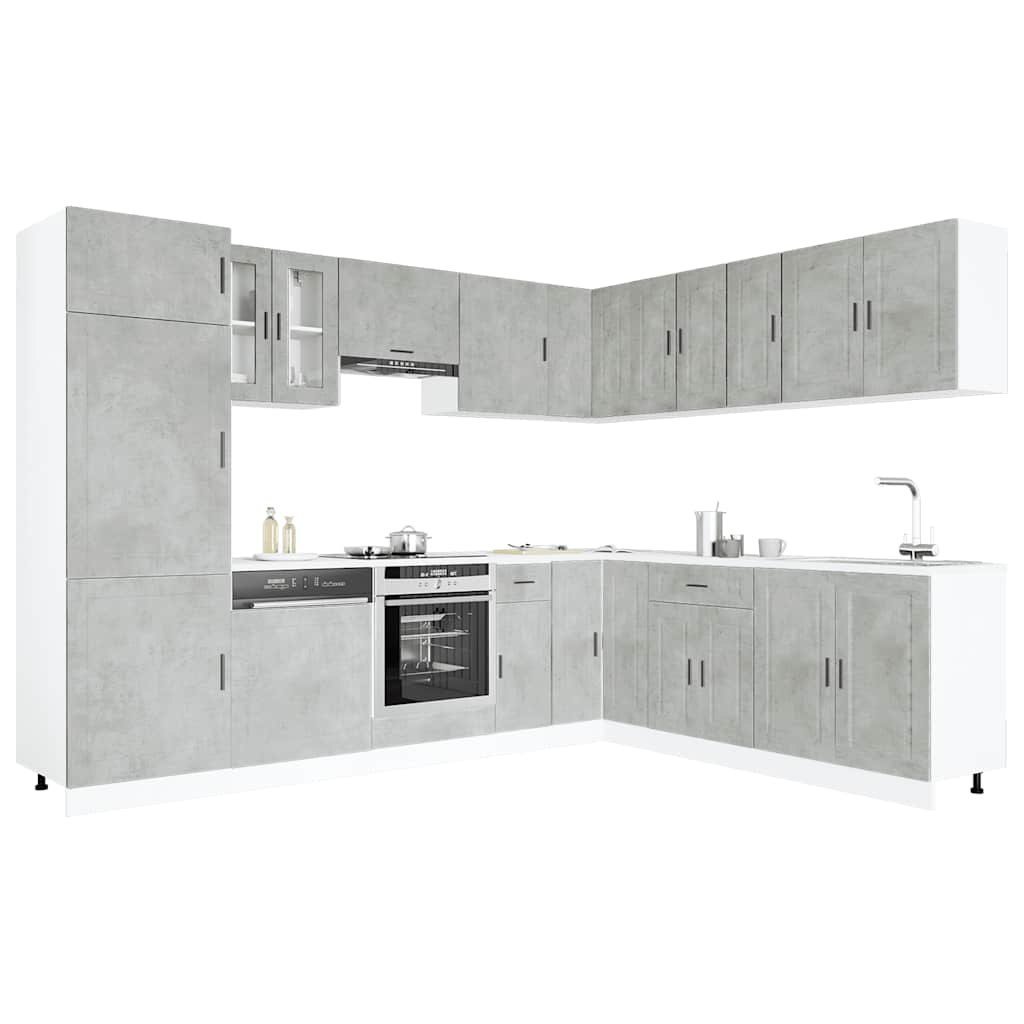 VidaXL Zestaw szafek kuchennych, Porto, 14-częściowy, szarość betonu