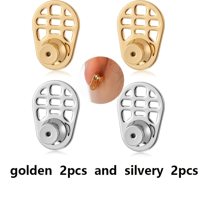 TEMU 4 szt. Wytrzymałe podkładki pod kolczyki w kratkę Trwałe zamienniki sztywnych zauszników do ciężkich kolczyków, regulowane wsparcie dla