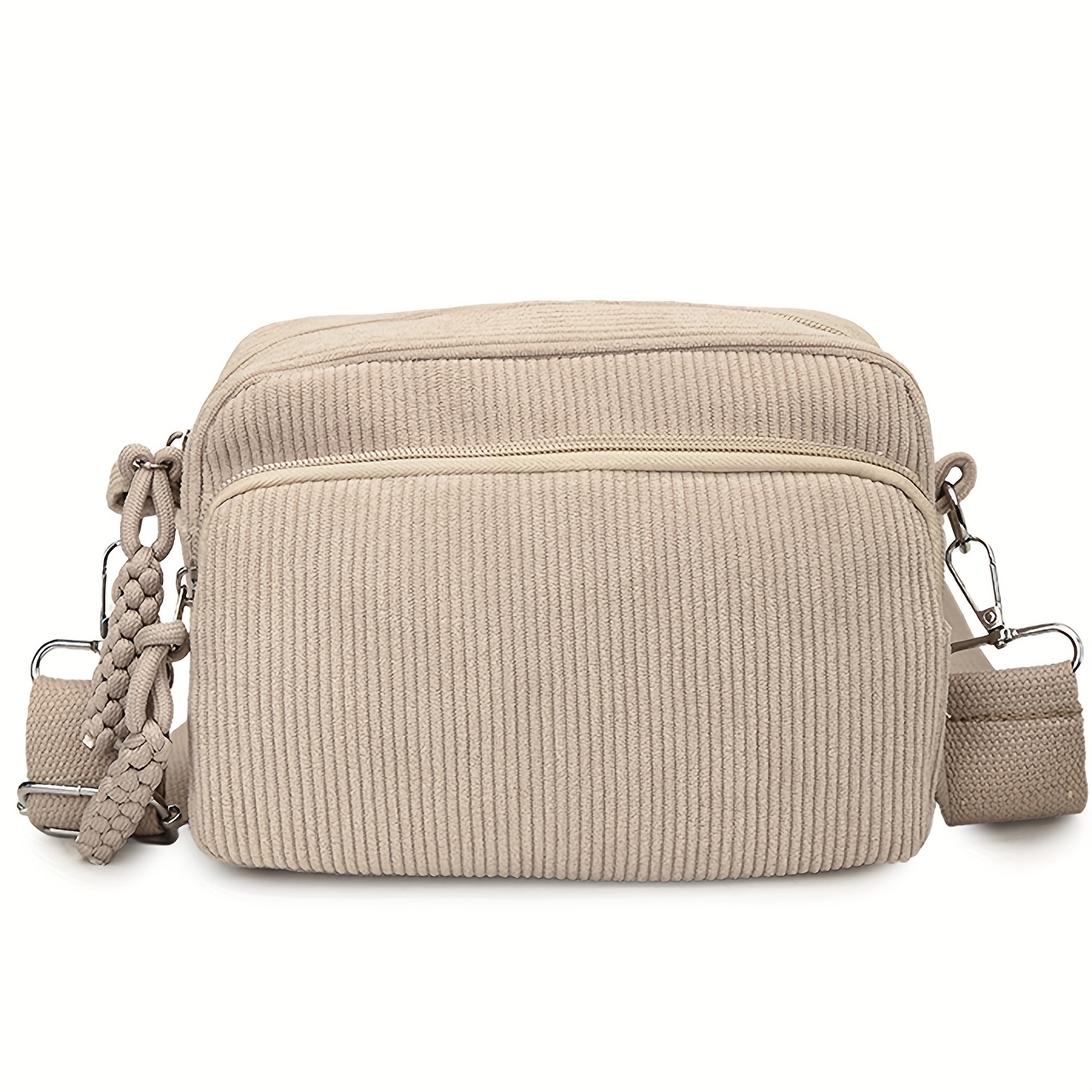 TEMU Damska Torba na Ramię z Kordem z Frędzlami i Wieloma Kieszeniami - Regulowany Pasek, Idealna na Codzienność lub Prezent, Casualowa Torba w