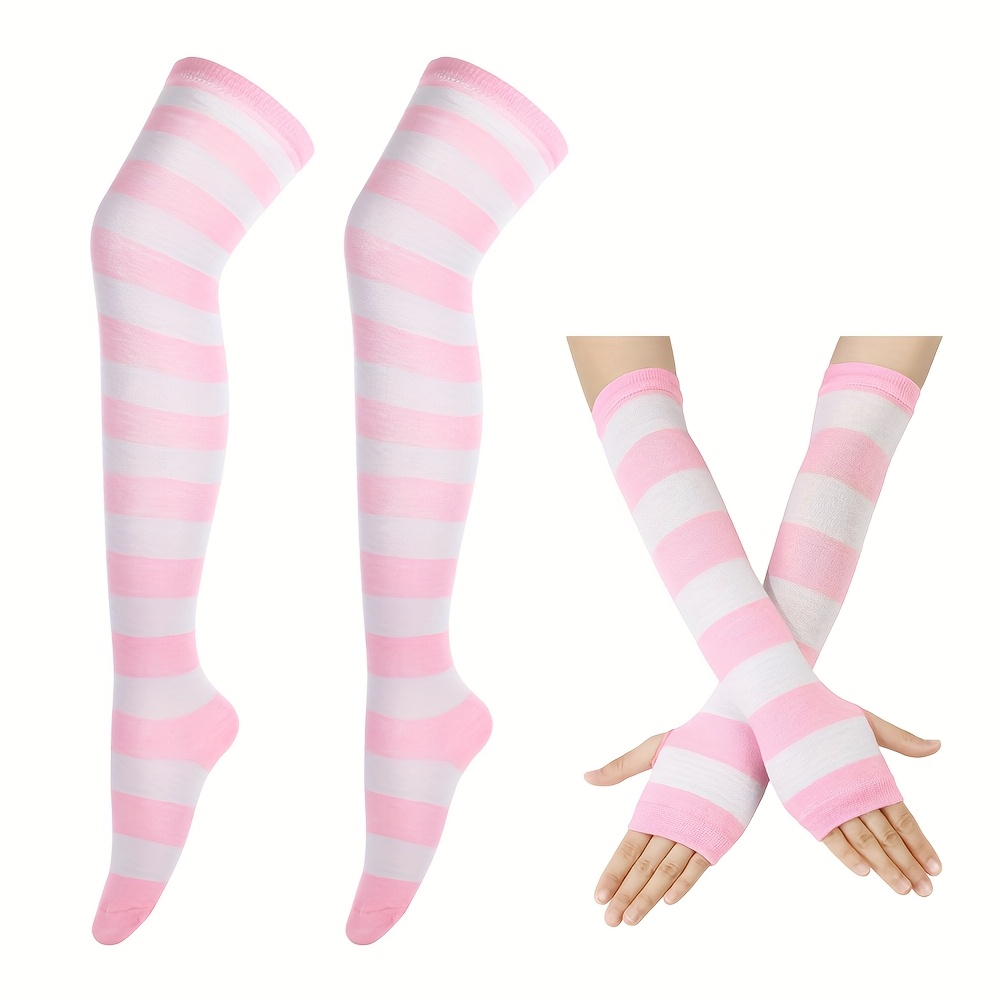 TEMU 1 Para Damskich Kolorowych Skarpet OTK w Paski - Zimowa Ciepło, Miękki Elastyczny Materiał, Wielokolorowy Wzór w Paski