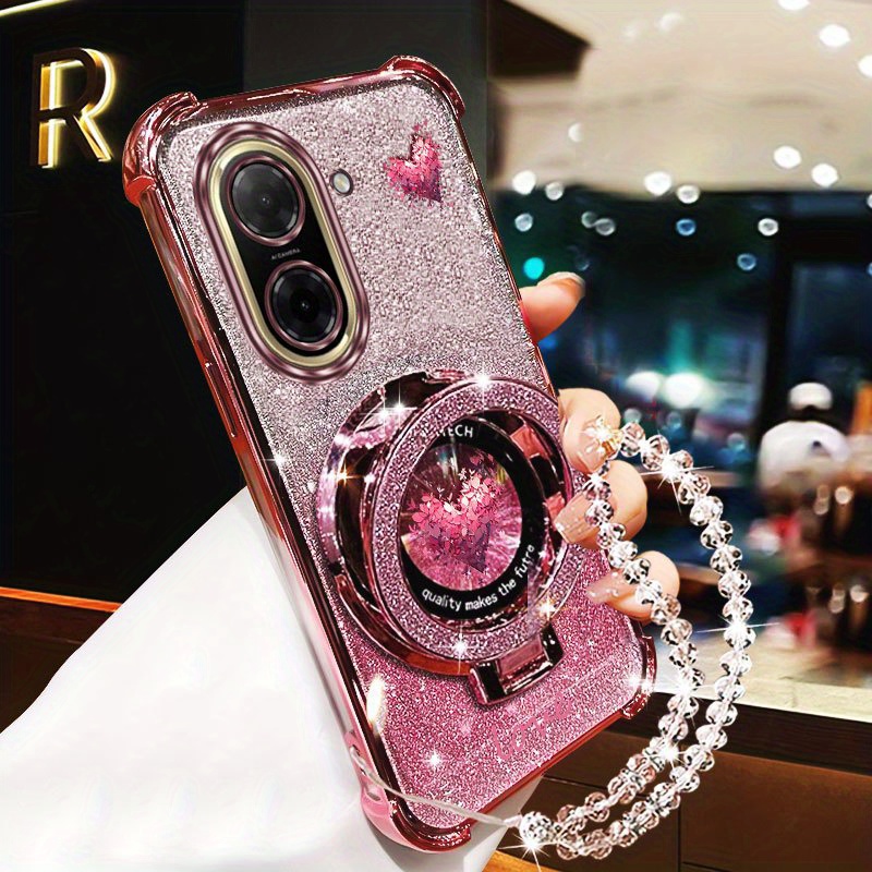 TEMU Etui na telefon: Kryształowy romb Smycz Redmi A5 4G Trwałe etui PC na telefon dla Xiaomi Redmi A5 4G Miłość w kwiatach płatków Pokrowiec na