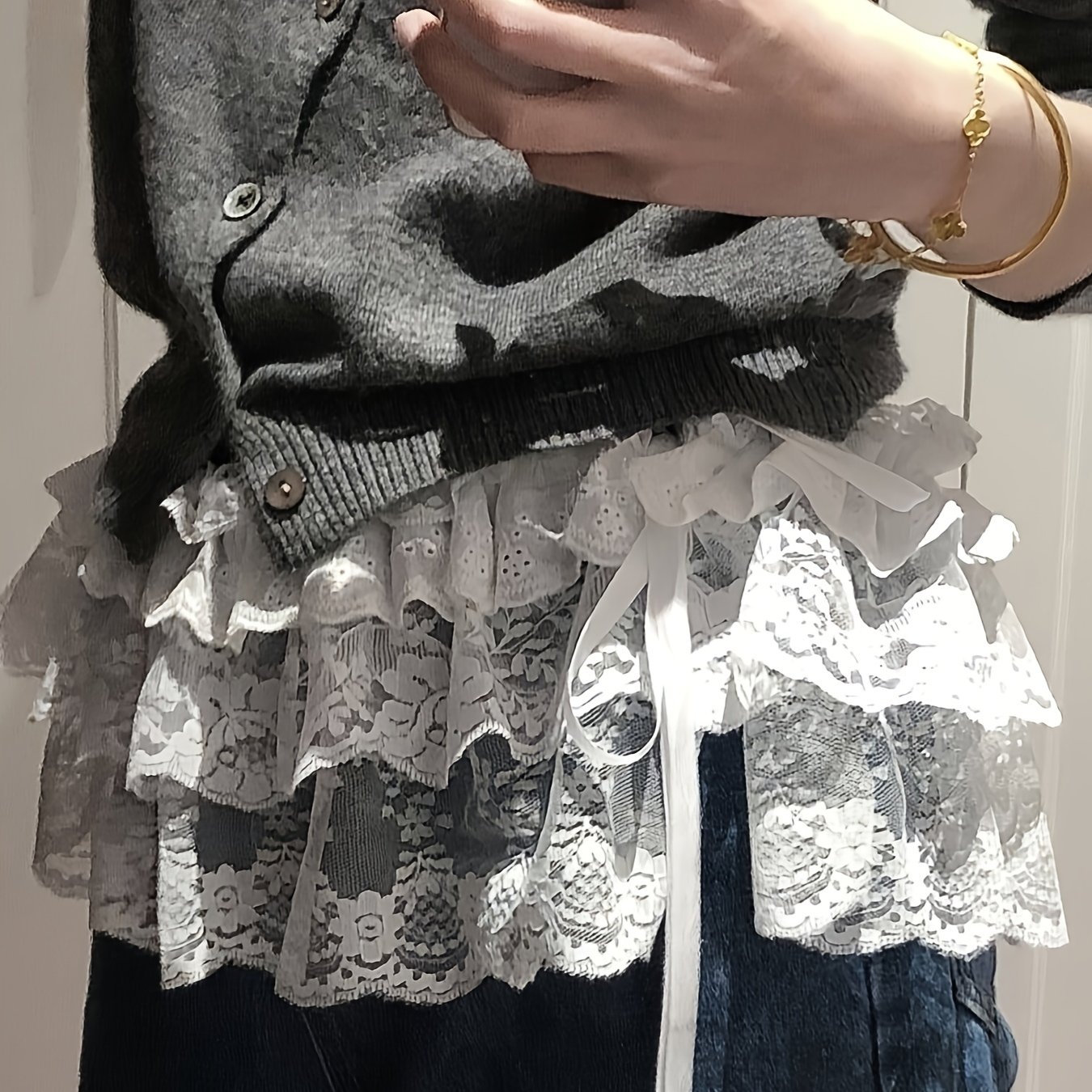 TEMU Modna, smukła koronkowa zasłona na krótkie nogawki