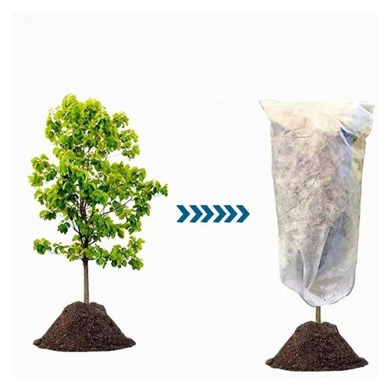 Biała torba chroniąca przed zamarzaniem, zapinana na suwak, 0,8 x 1,0 metra, odporna na zimno i mróz, wykonana z materiału włókninowego.