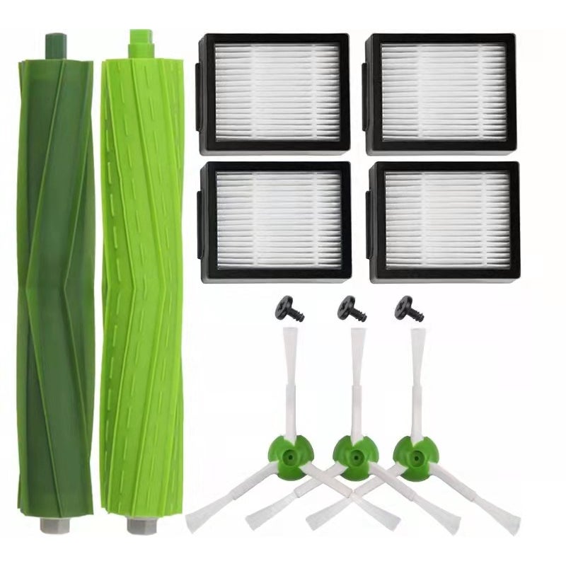 Zestaw 12 części zamiennych kompatybilnych z Roomba i7, i7+, E5, E6 i E7: szczotki boczne, rolki i filtry HEPA