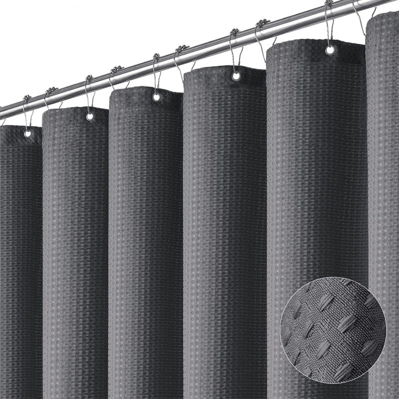 Zasłona prysznicowa z wzorem waflowym, 12 haczyków, idealna do toalet, łazienek, akademików itp. - 180 × 180 cm, szara, 1 szt.