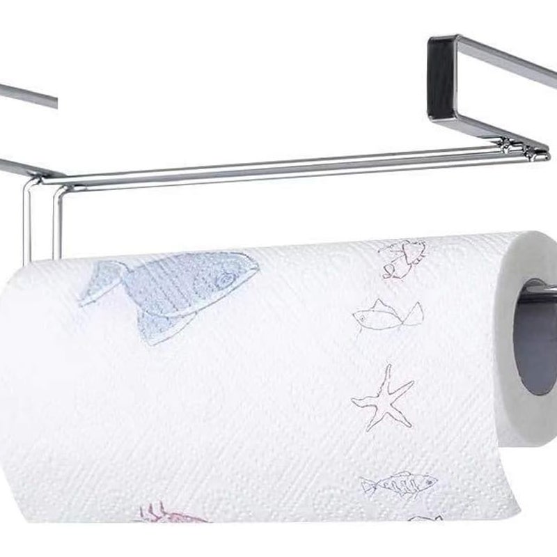 Uchwyt na ręczniki papierowe do szafki kuchennej - odpowiedni do kuchni, łazienki, toalety, salonu itp., 1 sztuka, srebrny