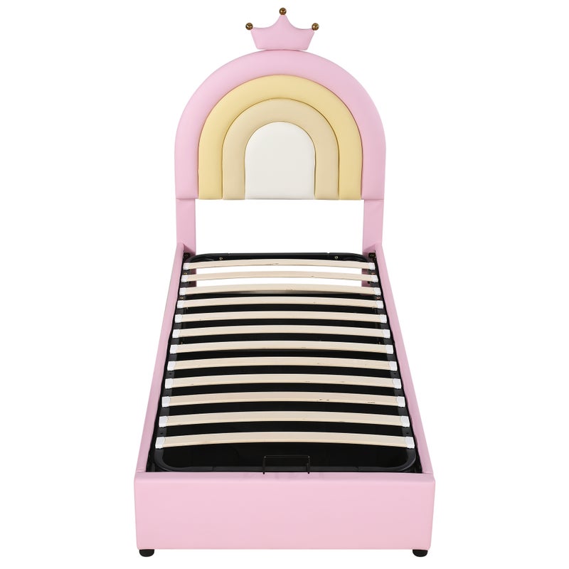 Łóżko tapicerowane Rose 90*200, łóżko młodzieżowe, rama z listew i zagłówek, drewniane listwy, zagłówek z regulacją wysokości