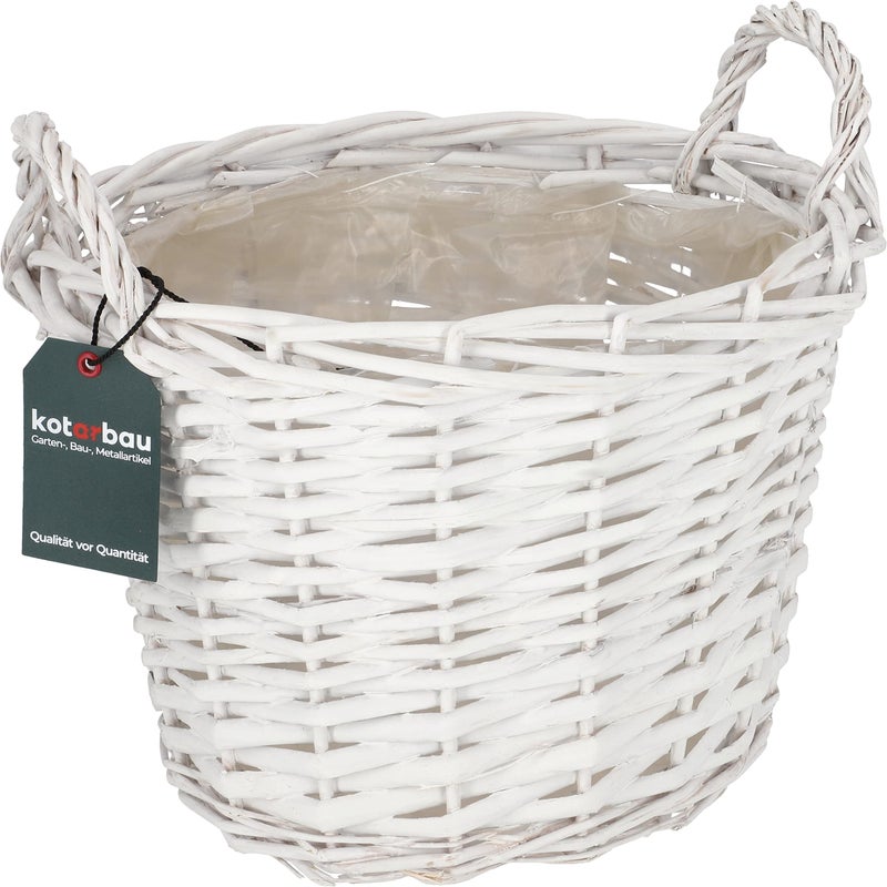 Kosz wiklinowy donica osłonka kwiaty choinka fi 31 cm - Kolor biały - KOTARBAU