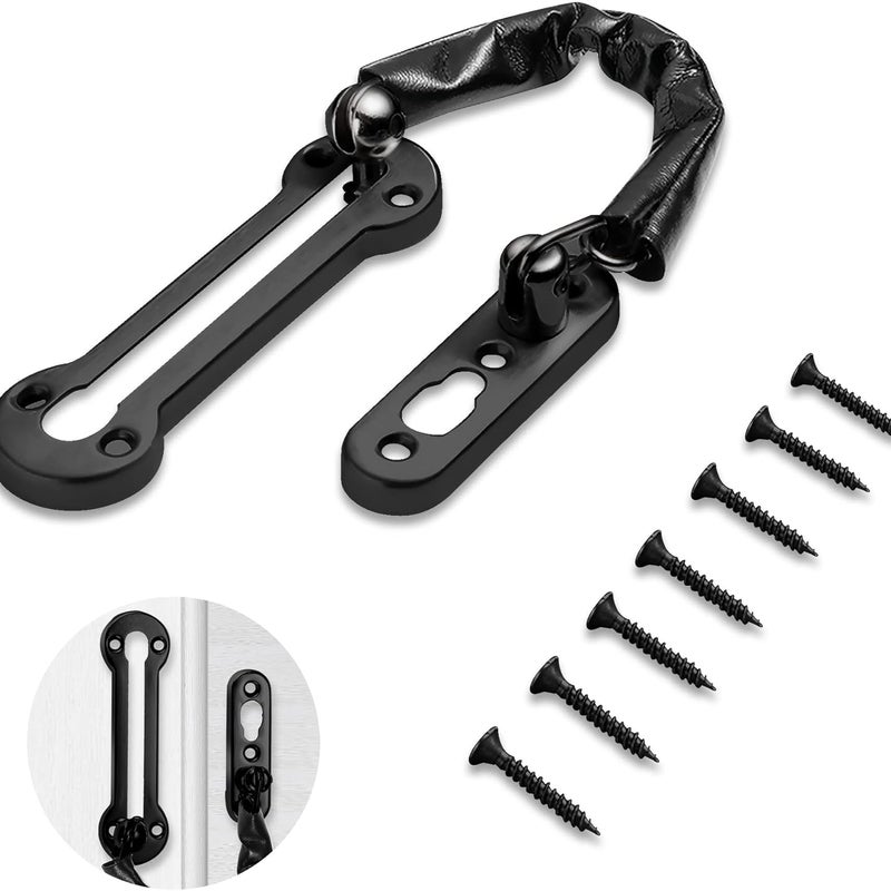 Kłódka antykradzieżowa - Wytrzymały łańcuch zabezpieczający do drzwi wahadłowych, idealny do domu, sypialni, hotelu i biura, czarny, 1 sztuka w opako