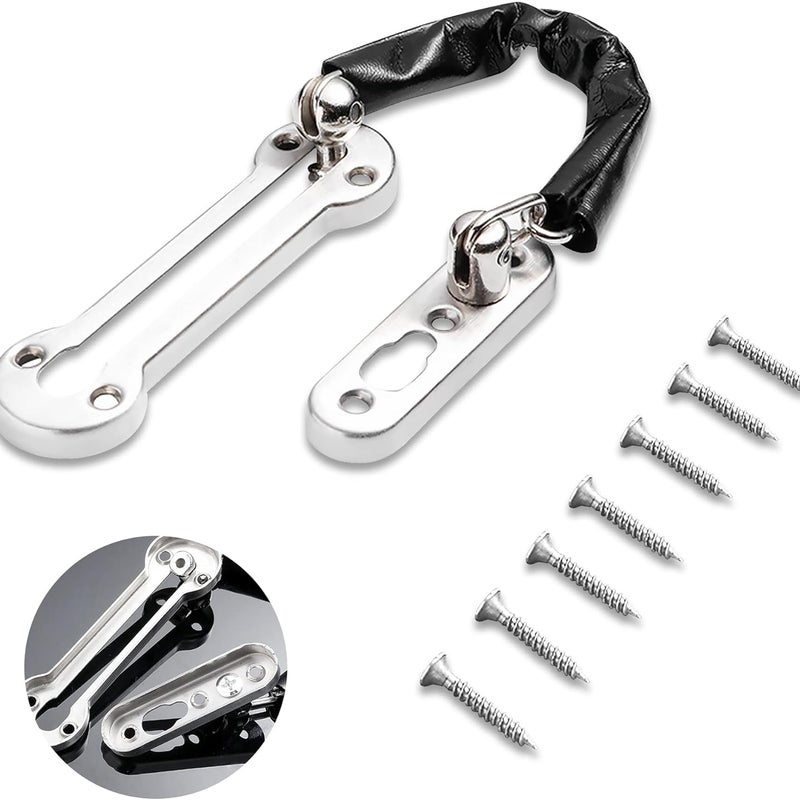 Kłódka zabezpieczająca z wytrzymałym łańcuchem, odpowiednia do drzwi wahadłowych, idealna do sypialni, hoteli i biur, srebrna, sprzedawana pojedynczo