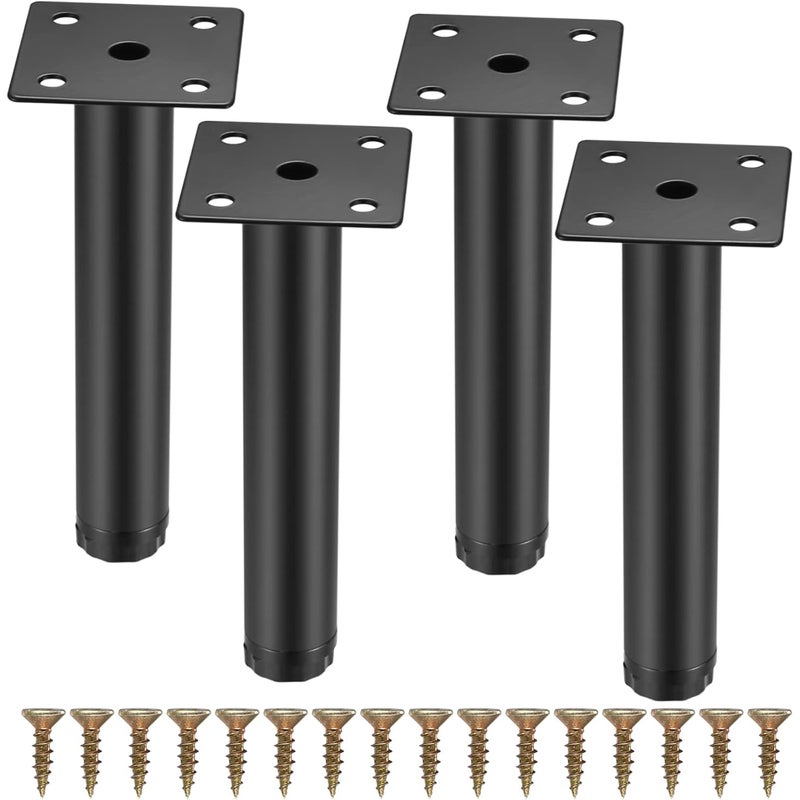 Zestaw 4 regulowanych nóżek meblowych o średnicy 15 cm (5,9 cala), metalowe mocowania do mebli (stół, krzesło, biurko, kuchnia, szafka, sofa).