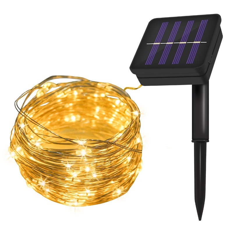 Zewnętrzne lampki solarne (5 m, 50 diod LED, ciepła biel), 8 trybów oświetlenia, wodoodporne, idealne do dekoracji ogrodów, tarasów, podwórek, na Boż