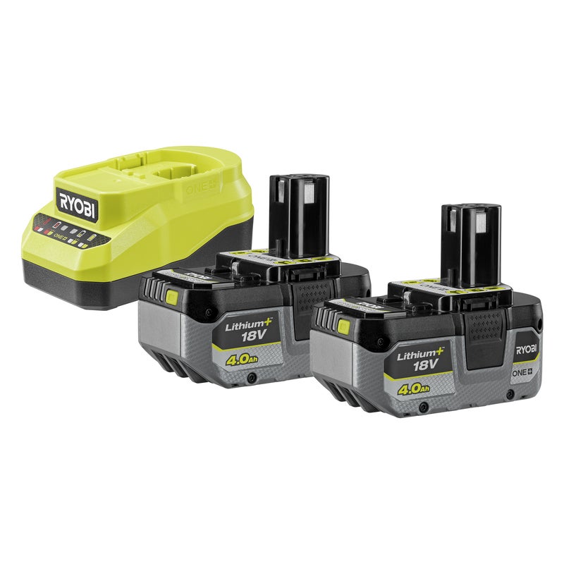 Zestaw dwóch akumulatorów 4.0 Ah i ładowarka RC18120A-240X ONE+ RYOBI