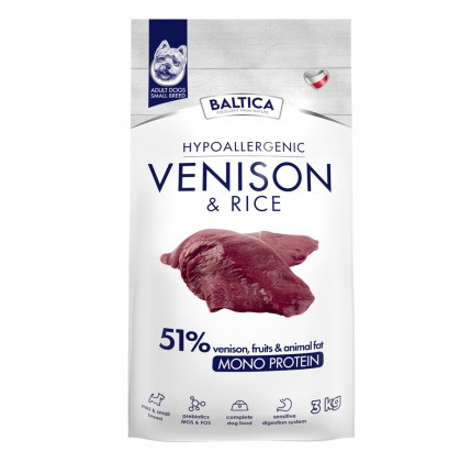 BALTICA Nutraceutic Hypoallergenic Małe rasy Dziczyzna z ryżem - sucha karma dla psa - 3kg