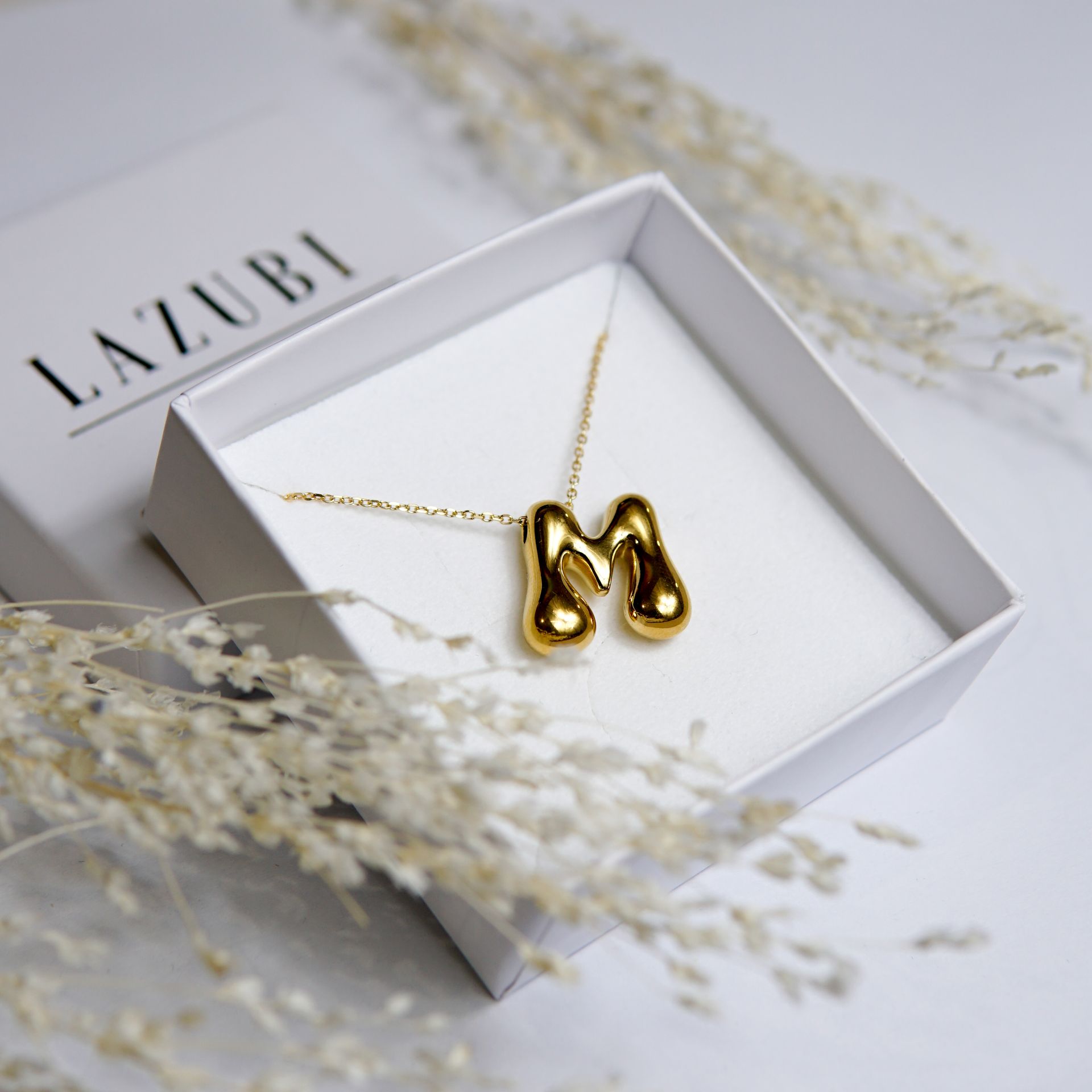 Naszyjnik PUFFY z literką (Srebro 925)