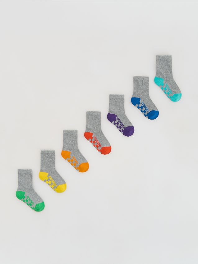 Reserved - Bawełniane skarpety 7 pack - ciemnoszary