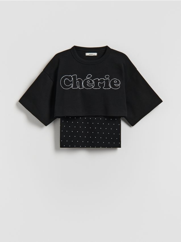 Reserved - Bluzka z topem - czarny