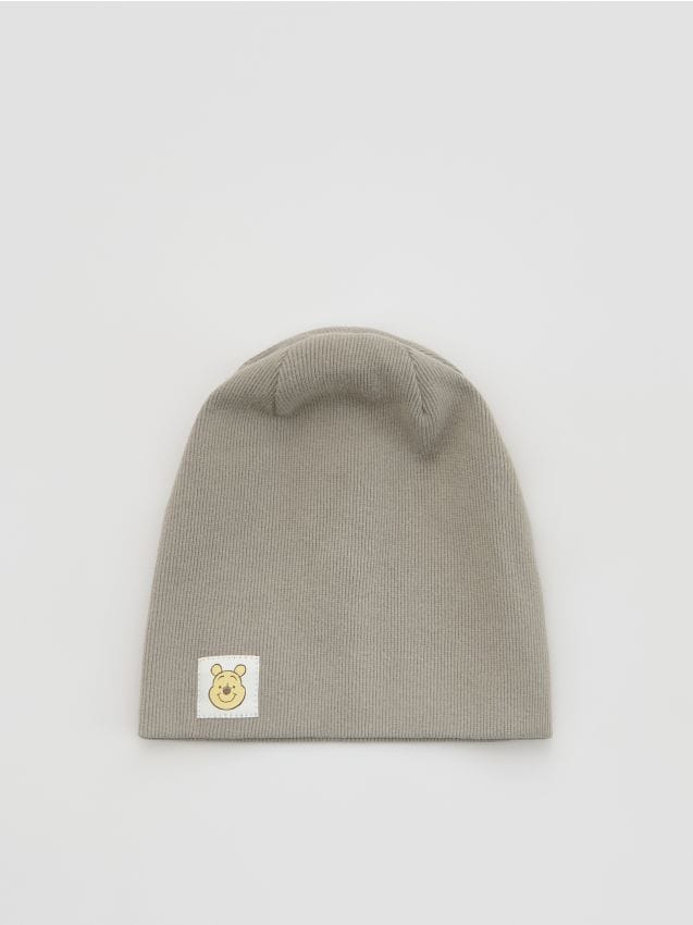 Reserved - Dzianinowa czapka Kubuś Puchatek - jasnoszary