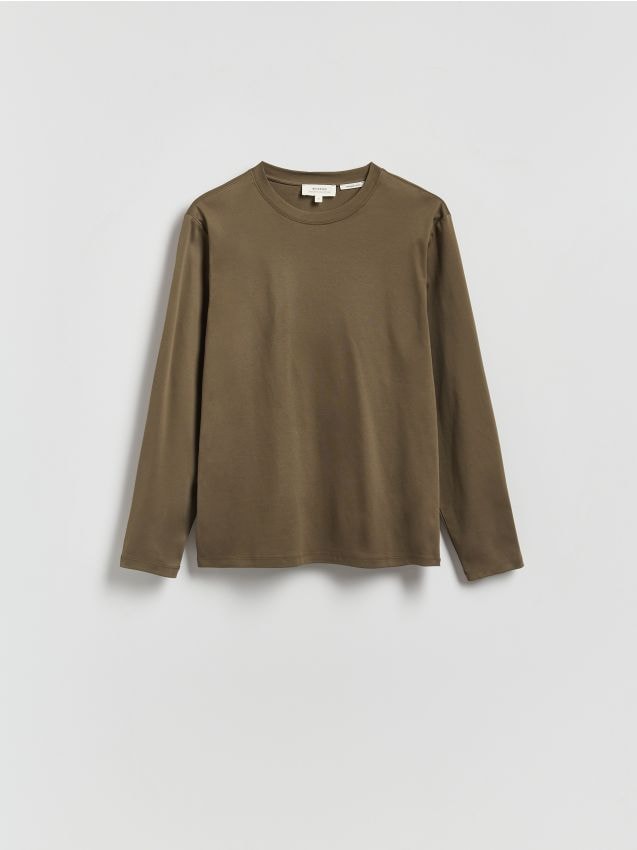 Reserved - Longsleeve z merceryzowanej bawełny - zielony