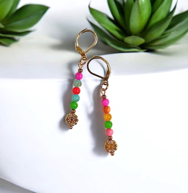 Kolczyki : summer collection :: kolorowa muszla i kwiatuszki