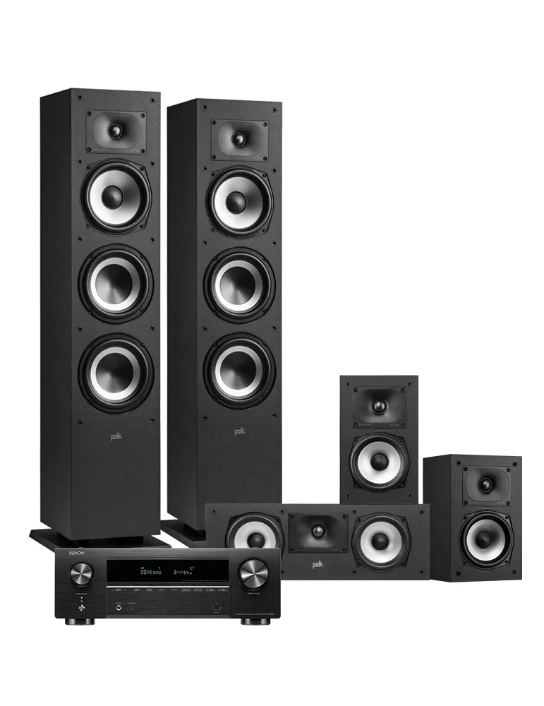 Denon AVR-X1800H + Polk Audio XT60/15/30C — Kino domowe z Dolby Atmos, Kolor: Czarny