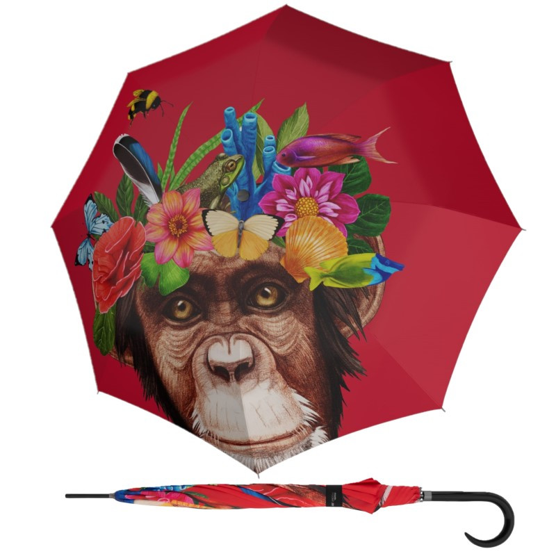 Doppler Modern Art Long AC Flower Monkey damski parasol automatyczny