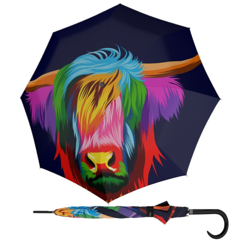 Doppler Modern Art Long AC Cattle damski automatyczny parasol długi