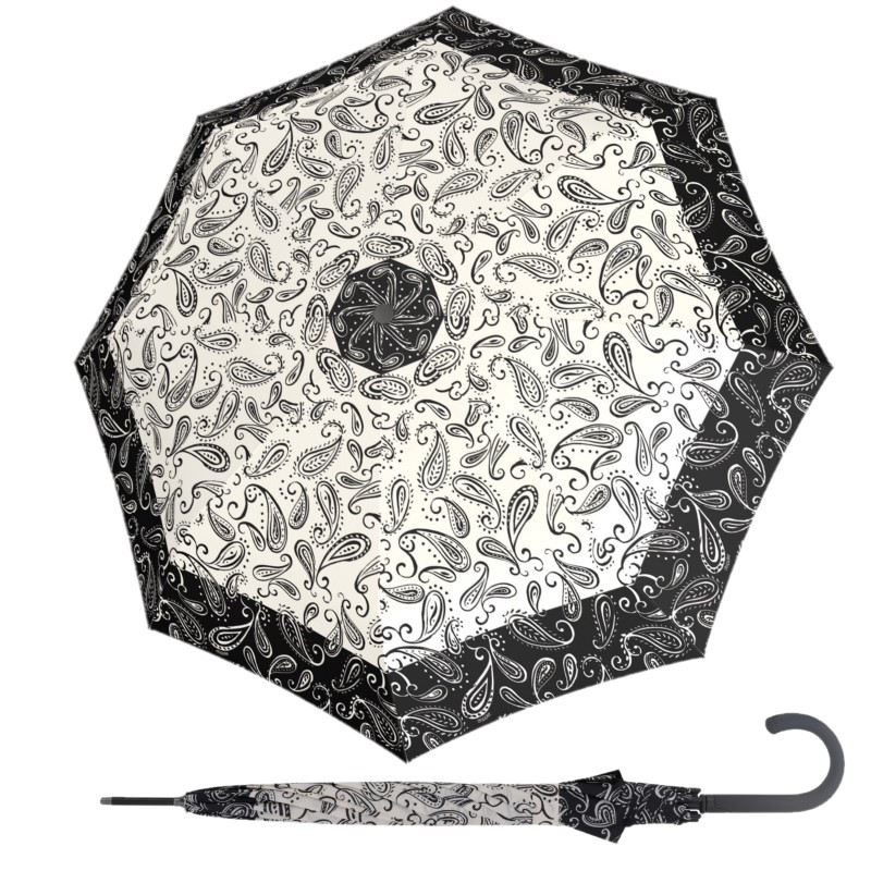 Doppler Fiber Flex AC Black&White damski długi parasol automatyczny