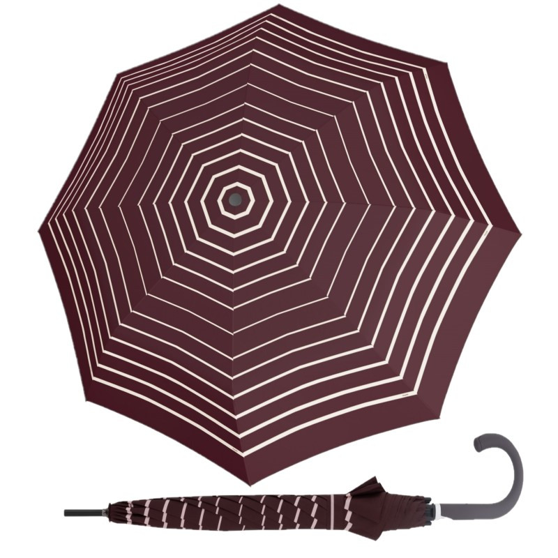 Doppler Fiber Flex AC Timeless Red Stripes damski długi parasol automatyczny