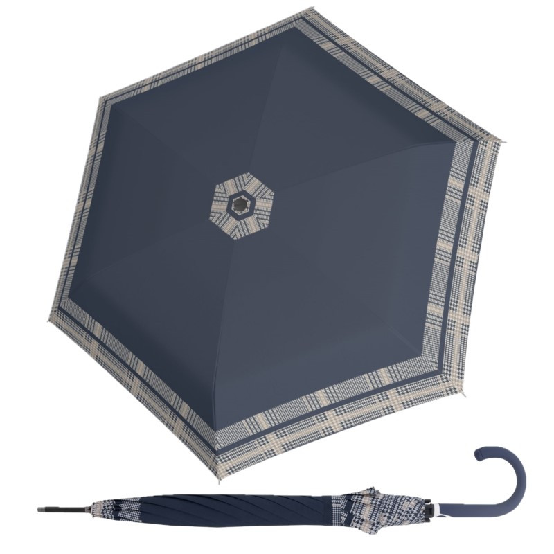 Doppler Fiber Flex AC Timeless Blue Hahnentritt damski parasol laseczkowy automatyczny