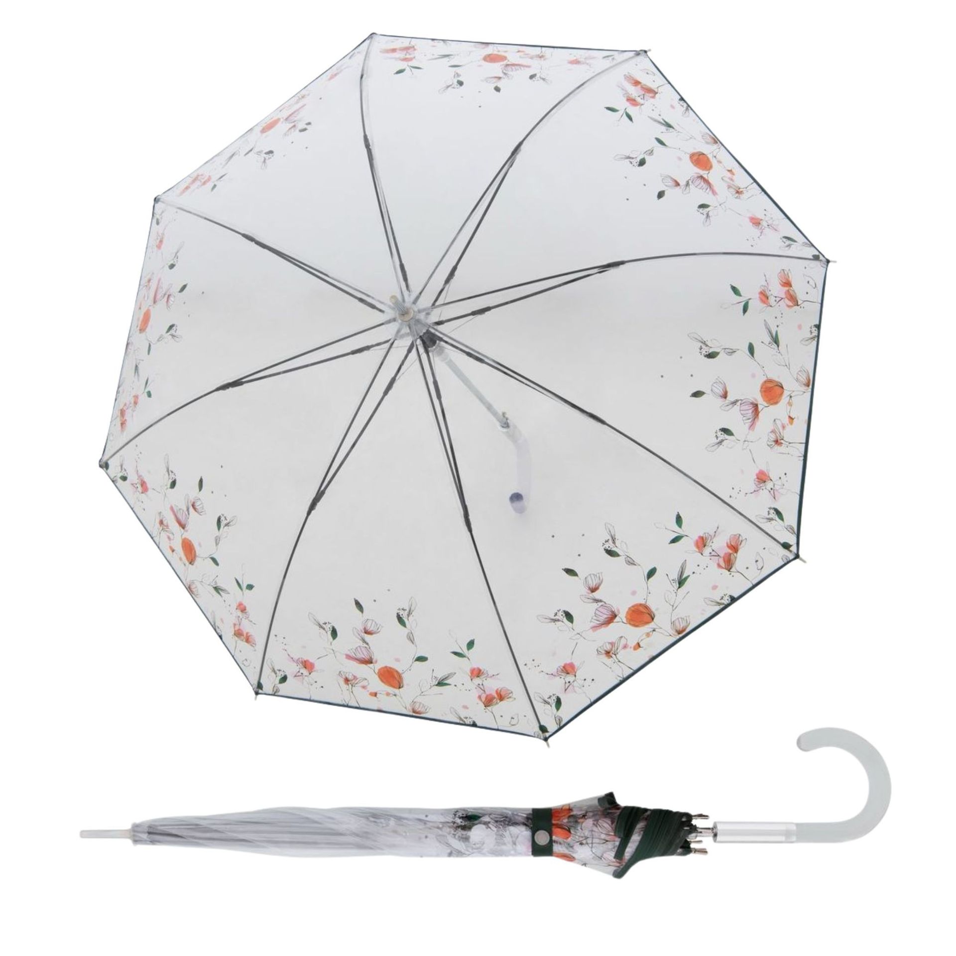 Doppler Fiber Long AC Transparent Floral Dreams damski parasol długi automatyczny