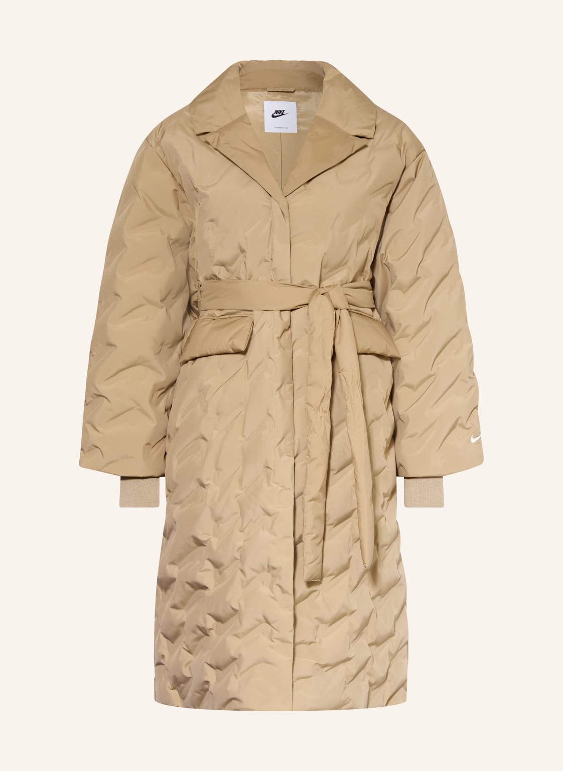 Nike Oversized Puchowy Płaszcz Sportswear Swoosh beige